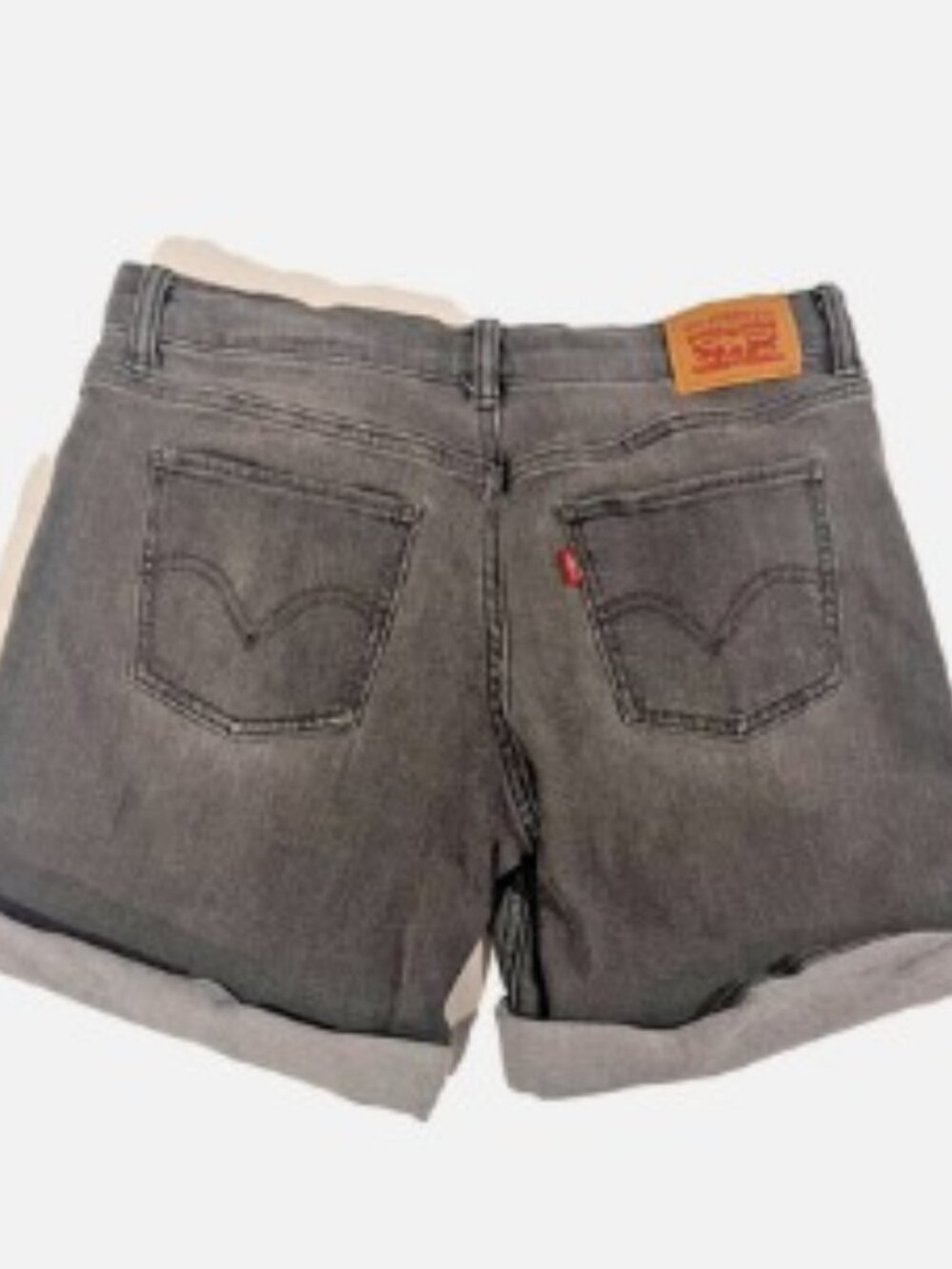 Levis Girls Youth Size 16 Washed Black Cuffed Denim Shorts W30 L5.5 Stretch